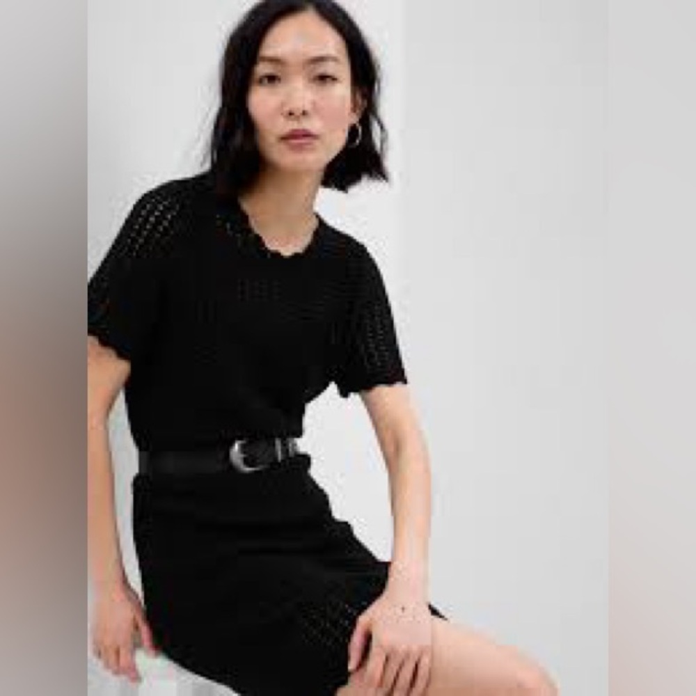 GAP Crochet Mini Dress Black Medium NWT
